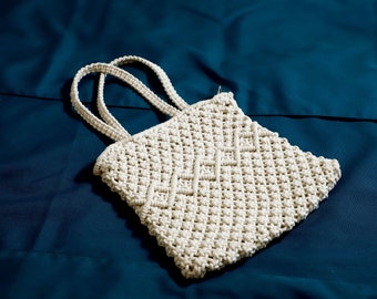 Macrame handbag with knotted handle Macrame shopping bag DIY, knotted handle, Beach Bag, Reusable Shopping Bag, Macrame bag