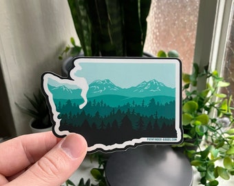 Washington Evergreen Sticker, PNW Outdoors Graphic Decal, Pathfinder Goods PDX