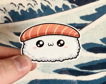 Salmon Nigiri Sushi Sticker, Kawaii Japanese Matte Decal, Pathfinder Goods PDX