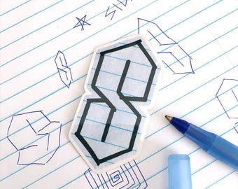 Iconic S Sticker: Middle School Throwback (1.5" x 2.5"), Stussy S Decal, Pathfinder Goods PDX