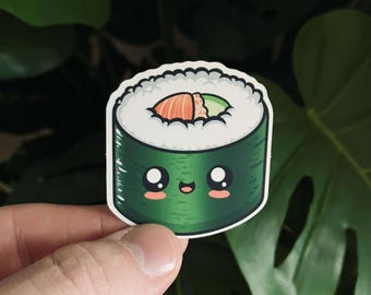 California Roll Sushi Sticker, Kawaii Japanese Matte Decal, UV Protective Laminate