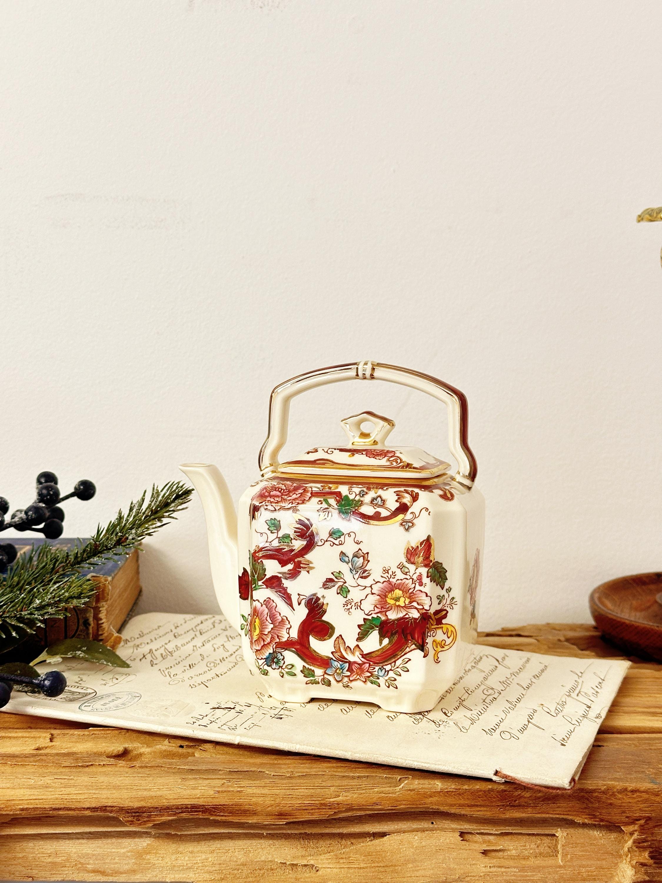 Vintage Masons Ironstone Mandalay Teapot: Blue & Red Floral - Etsy
