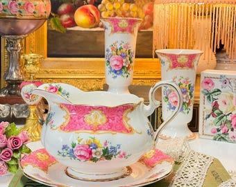 Royal Albert lady carlyle Gravy Jug & Saucer 1st Quality
