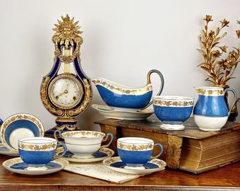 Wedgwood Whitehall Powder Blue Gravy Sauce Boat/ Cup and Saucer/ Milk and Sugar/ Soup Bowl/ Rare finds England Bone China