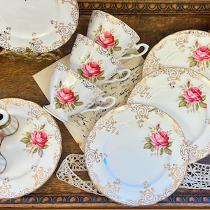 Vintage Paragon Cabbage Rose cup, saucer and side plate