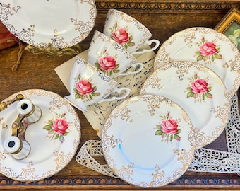 Vintage Paragon Cabbage Rose cup, saucer and side plate