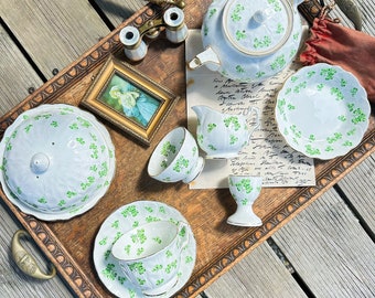 Vintage Aynsley Shamrock Clover Bone China Tea Set