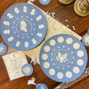 Vintage Wedgwood Jasperware Bicentennial Plates: President & Governors (Boxed)
