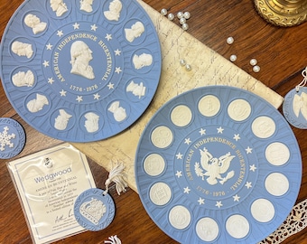 Vintage Wedgwood Jasperware Bicentennial Tallrikar: President och Guvernörer (I Ask)