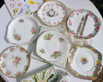Royal Albert Dimity Rose Handled Cake Plate England