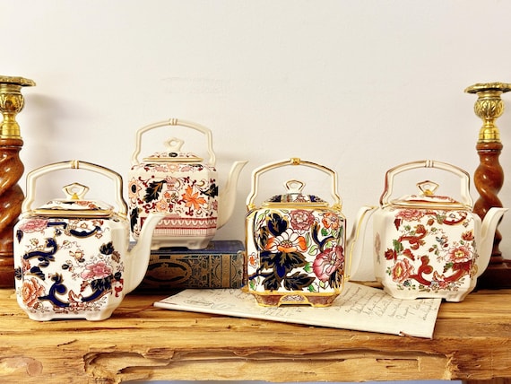 メイソンズ　マンダレイ　2点セット Vintage Masons Ironstone Mandalay Teapot: Blue & Red Floral - Etsy