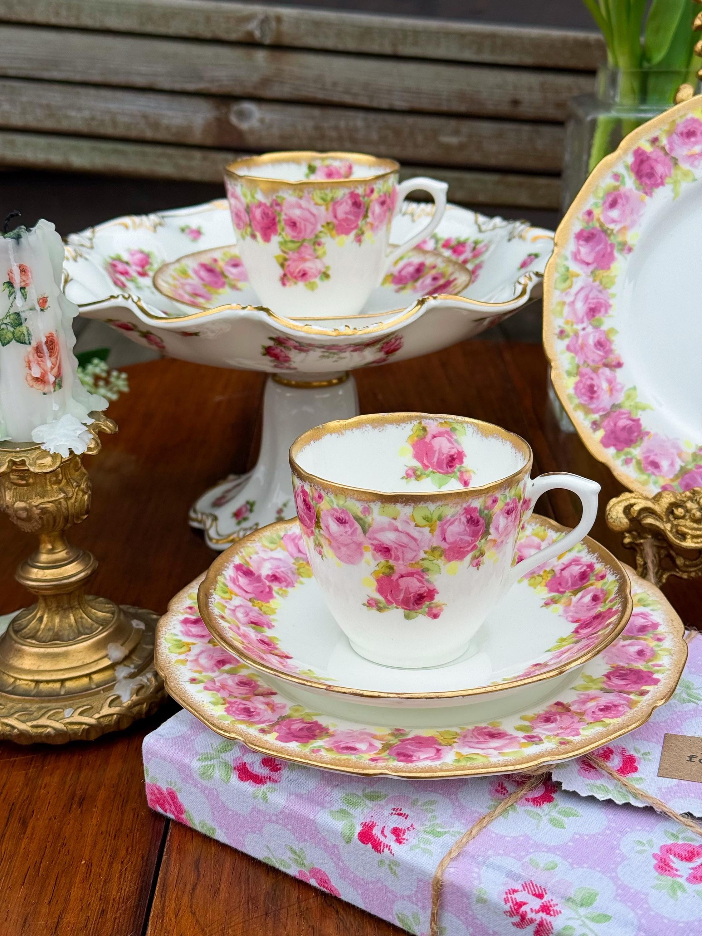 Collection pink vintage plates - Etsy 日本