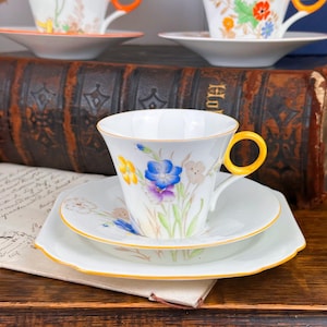 Rare Shelley Regent Wild Flowers Trio: Hand-Painted Art Deco Bone China