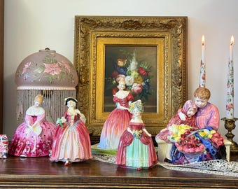 Vintage Royal Doulton Figurine Flower Sellers, Roseanna, Camille,Dainty May and Victoria Bone China  figurine England- Rare Finds