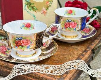 ヴィンテージ パラゴン ボーンチャイナ カップ＆ソーサー：赤いバラ