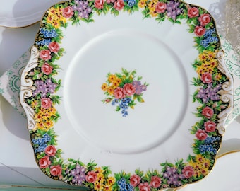 Vintage Paragon Old English Garden Cake Plate 9 1/2 VGC