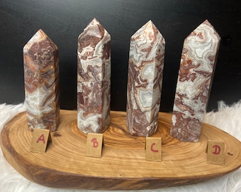 Mexican Lace Agate Tower- Beautiful Banding | Mexican Lace Agate | Crystal Tower | Textured