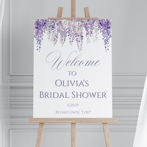 Purple Wisteria Bridal Shower Welcome Sign, Instant Download, Printable, Bride108