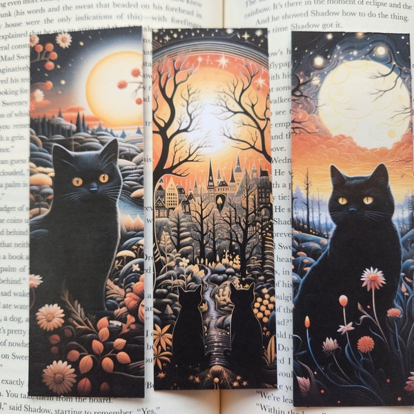 Black Cat Bookmark, Halloween Bookmark, Gift for Readers, Cat Lovers