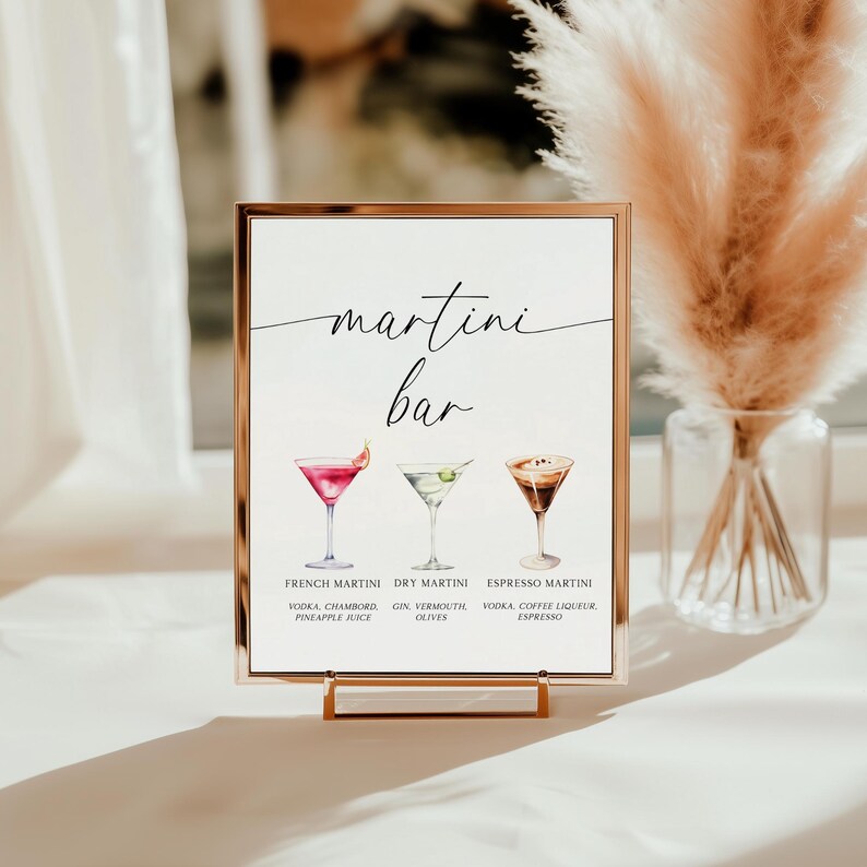 Martini Bar Sign, Signature Drinks, Cocktail Menu, Custom, Instant ...
