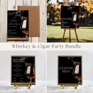 Whiskey & Cigar Party Bundle, Bourbon Lovers, Masculine, Instant Download