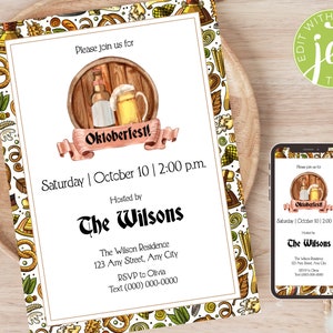 Editable Oktoberfest Invitation Template, Printable, Instant Download