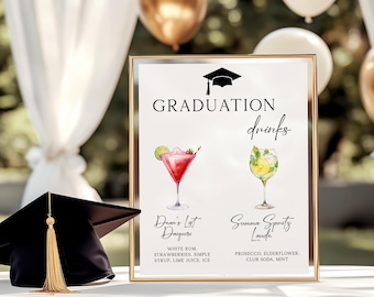 Graduation Signature Cocktail Sign: Editable Bar Menu Template