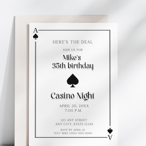 Editable Playing Card Invitation Template, Casino Poker Night, Birthday, Retirement, Bachelor Party, Instant Download