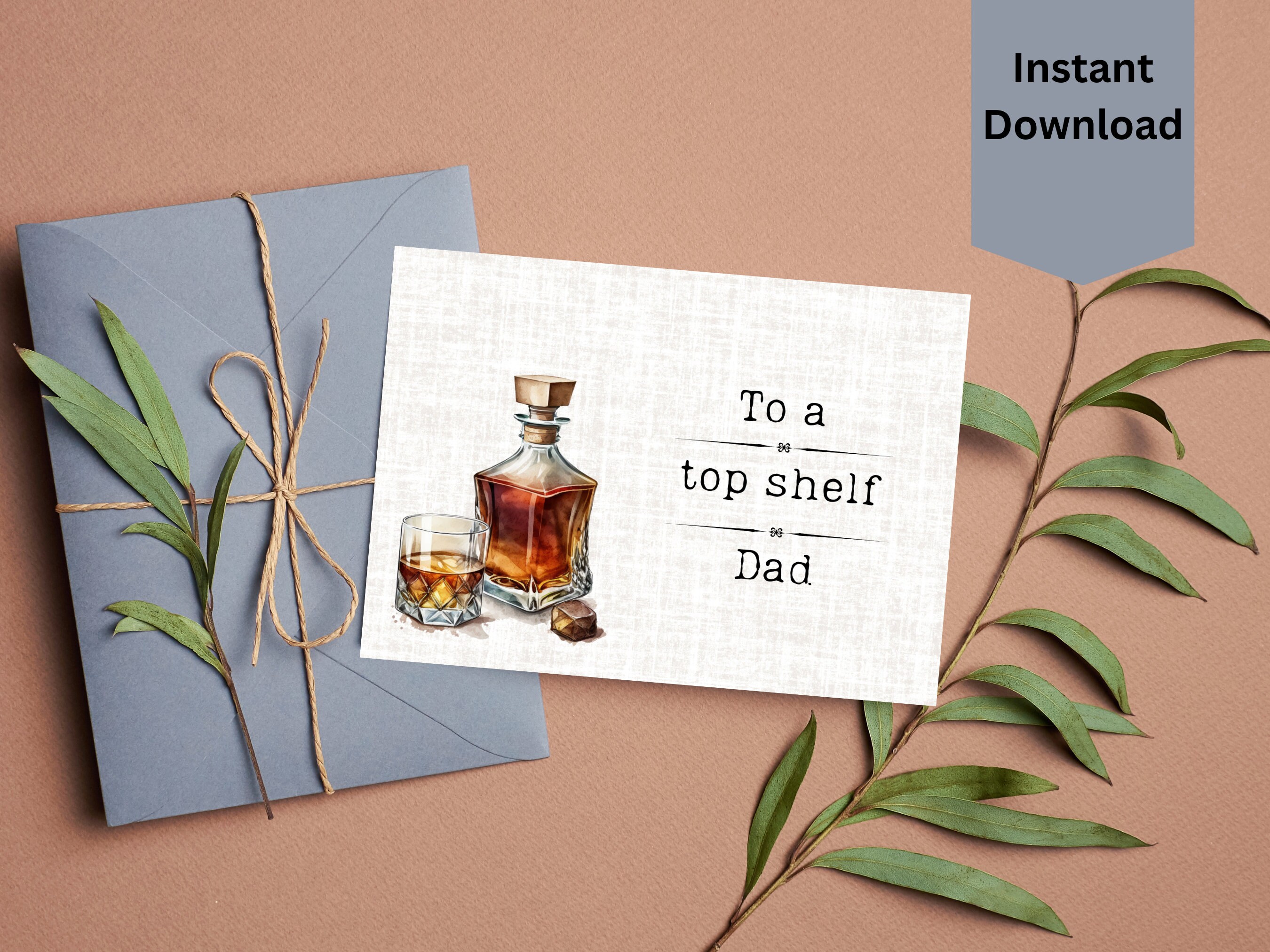 Whiskey Father's Day Card, Printable Card for Dad, Instant Download - Etsy