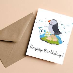 Cartão de aniversário do papagaio-do-mar | Cartão de aniversário imprimível | Cartão Infantil | Cartão imprimível | Download Digital | Cartão com Envelope | Feliz aniversário