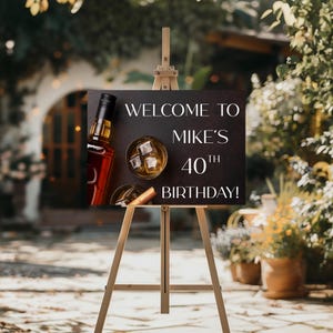 Editierbares Willkommensschild, Whisky & Zigarren, Geburtstag, Ruhestand, Junggesellenabschied, Whisky Tasting, Bourbon, W101