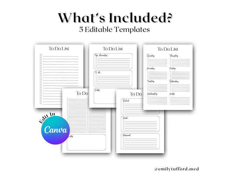 Customizable to Do List Template Bundle, Minimalist Digital Planner ...
