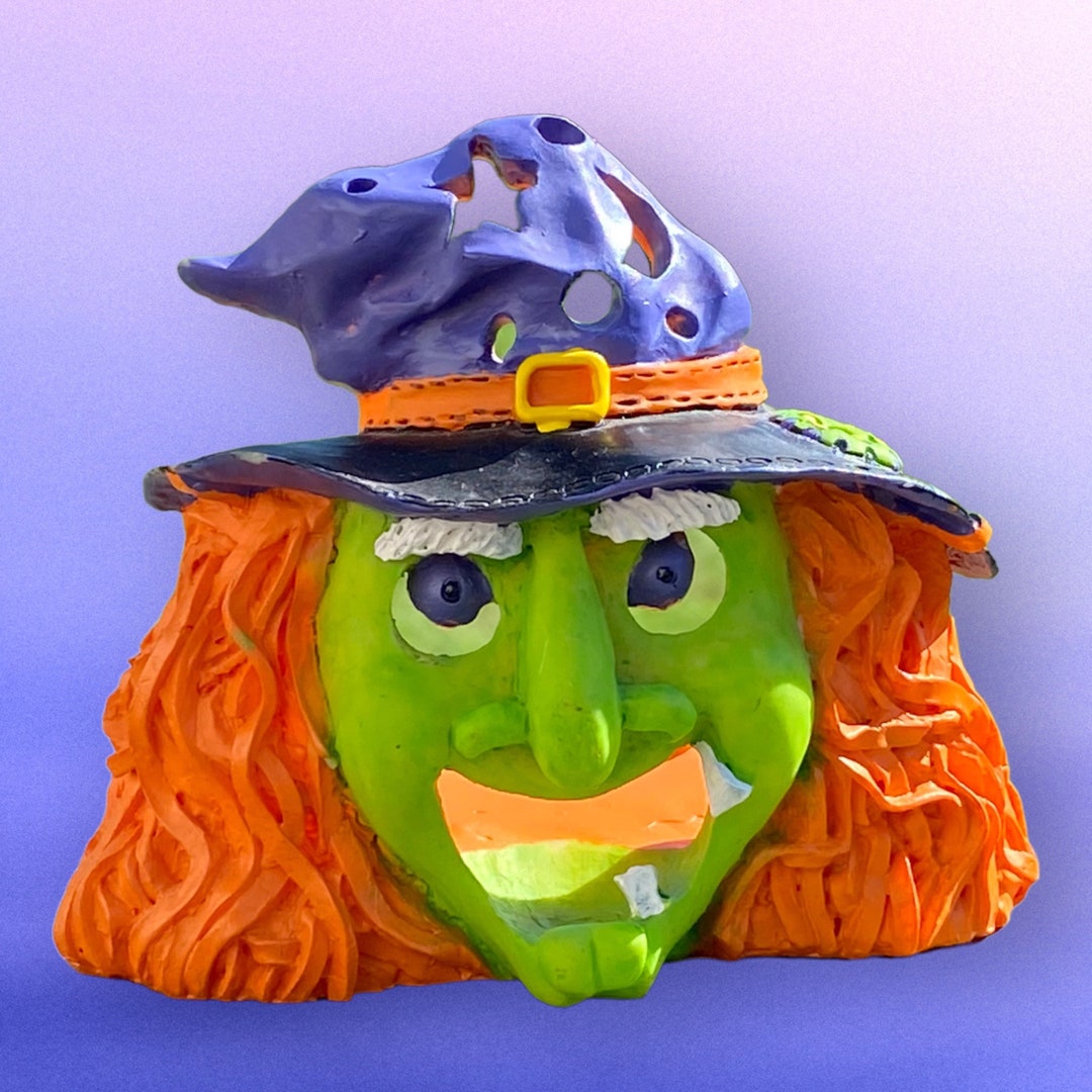 Vintage Kmart Halloween Ceramic Witch Votive Holder Etsy