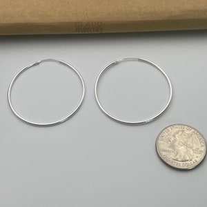 925 Solid Sterling Silver 40MM Endless Hoop Earrings