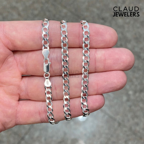 Solid 925 Sterling Silver 5MM Curb Link Chain Necklace Italian Made