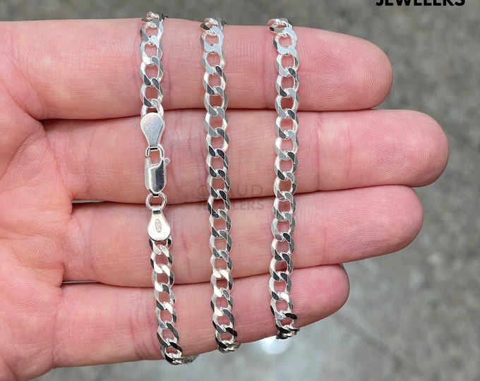 Solid 925 Sterling Silver 5MM Curb Link Chain Necklace Italian Made