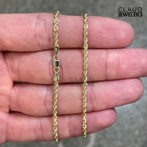 14K Yellow Gold 3MM Twisted Rope Chain Necklace Men and Women