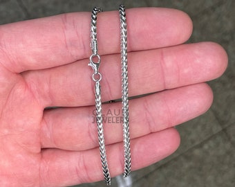 925 Sterling Silver Franco Link Chain Necklace Men And Women 2.7mm Italian Made Necklace