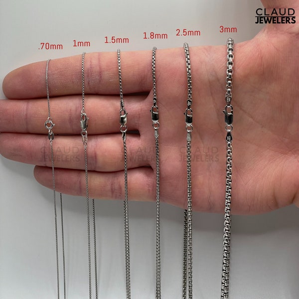 Italian Sterling Silver Round Box Link Chain Necklace Silver Chain 925 UNISEX