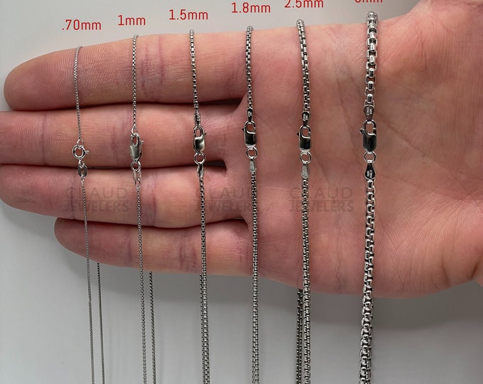 Italian Sterling Silver Round Box Link Chain Necklace Silver Chain 925 UNISEX