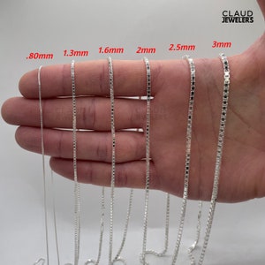 Solid Sterling Silver Box Link Chain Necklace 925 Silver Chain UNISEX