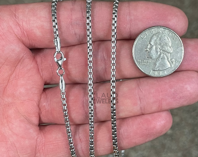 Solid 925 Sterling Silver 2.5MM Round Box Link Chain Necklace Unisex Italian Made Silver