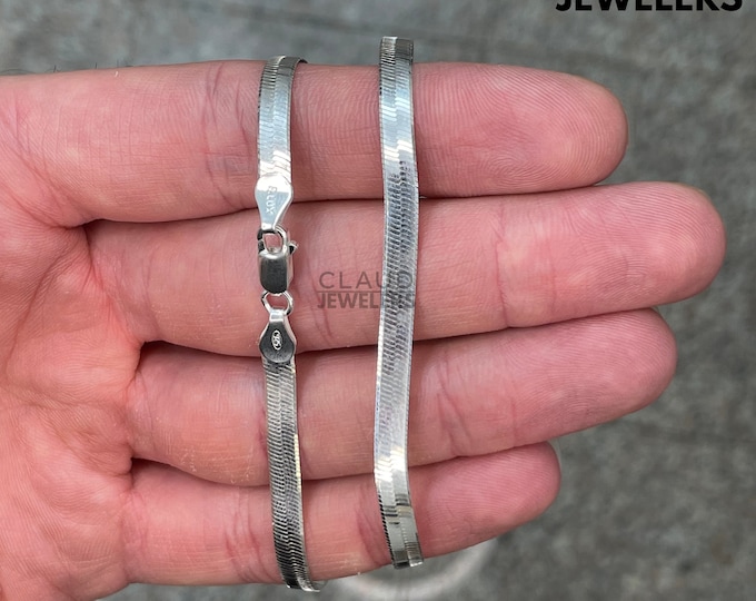 Solid 925 Sterling Silver 3.5MM Flat Snake Chain Necklace Stacking Necklace