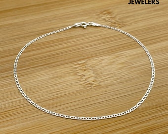 Solid Italian 925 Sterling Silver Marina Chain Anklet, Womens Anklet, Marina Link Chain 7 Inch Bracelet