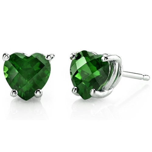 Emerald Cut Emerald Earrings // Sterling Silver Emerald Cubic - Etsy