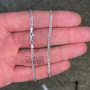 Solid 925 Sterling Silver 2.5MM Curb Link Chain Necklace 925 Silver Chain