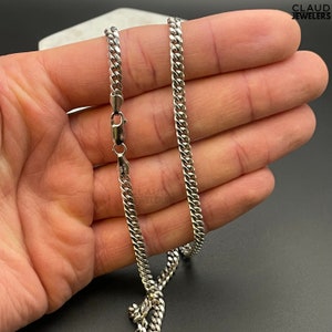 Solid 925 Sterling Silver 4MM Miami Cuban Link 925 Silver Chain Necklace