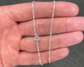 REAL Solid Sterling Silver 925 1.5mm Figaro Link Chain Necklace UNISEX