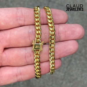 Solid 925 Sterling Silver 5MM Thick Curb Link Chain Necklace Italian Made 14K Gold Plated