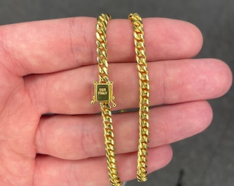 925 Sterling Silver 3.6MM Thick Curb Link Chain Necklace Italian Made 14K Gold Plated